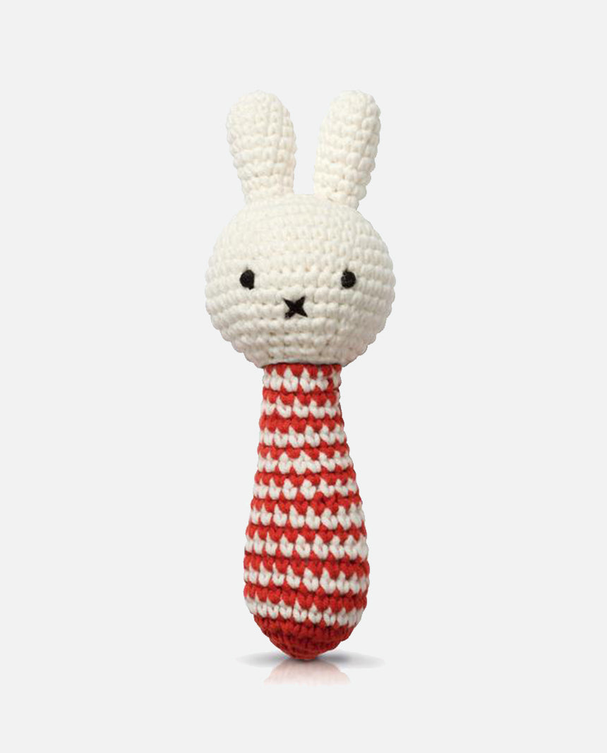 miffy handmade rattle red striped + music