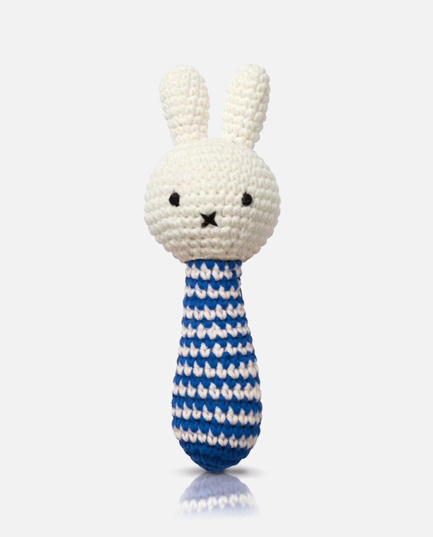 miffy handmade rattle blue striped + music