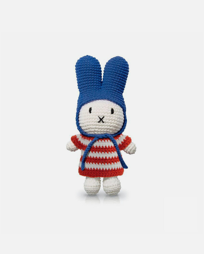 miffy & her red striped dress + blue hat