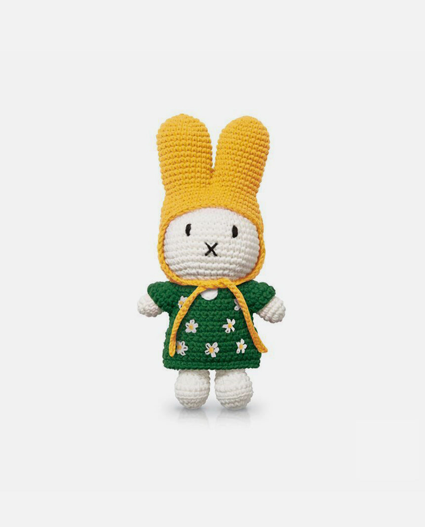 miffy & her green flower dress + yellow hat