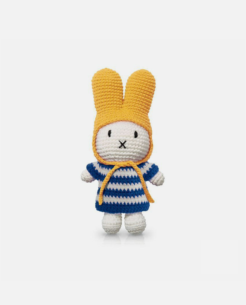 miffy & her blue striped dress + yellow hat