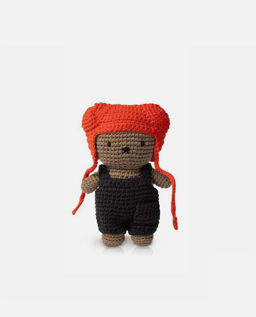 boris & his black overall + red hat