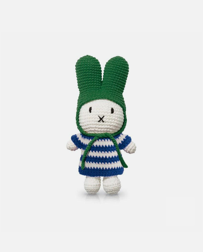 miffy handmade and her blue striped dress + green hat