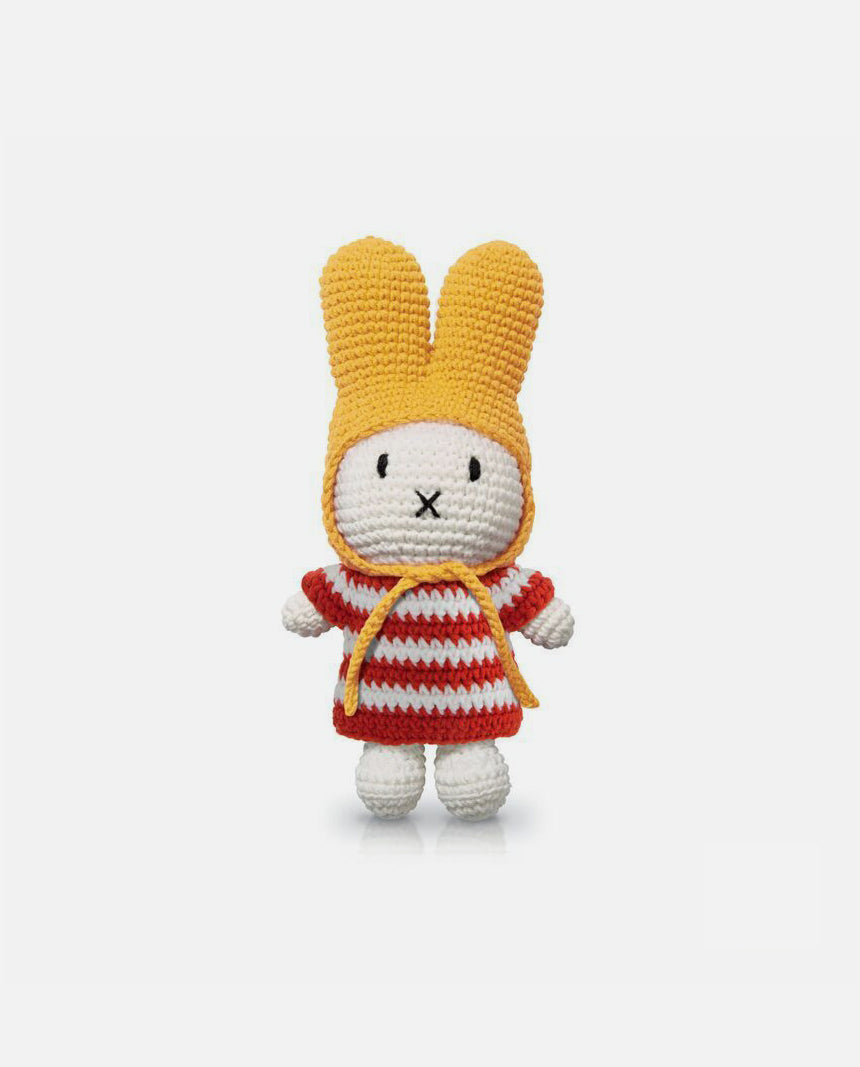 miffy & her red striped dress + yellow hat